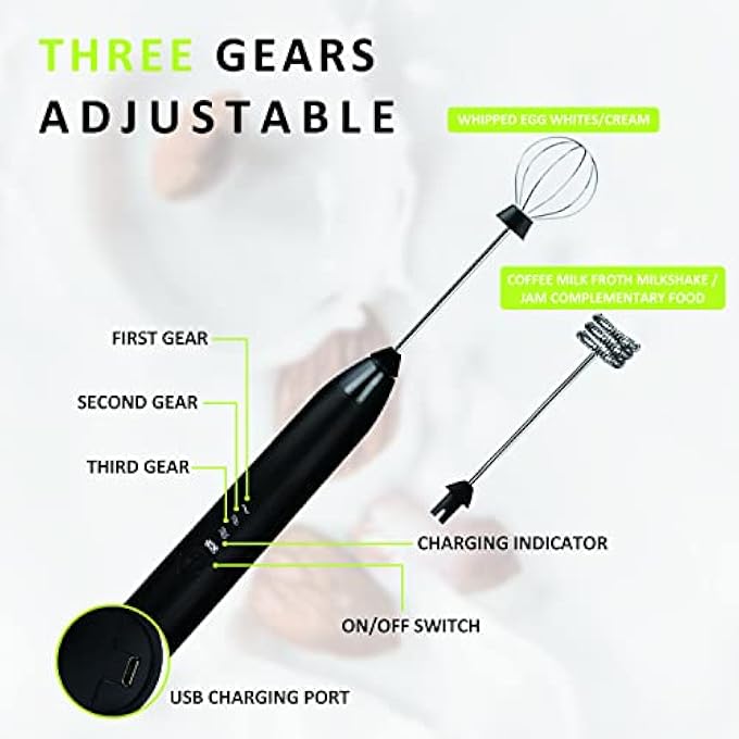 Unity Handheld Electric Milk Frother Usb Rechargeable Mini Portable Beverage Blender 3 Adjustable Levels For Cappuccino Latte Milk Coffee Milk Hot Chocolate - Image 4