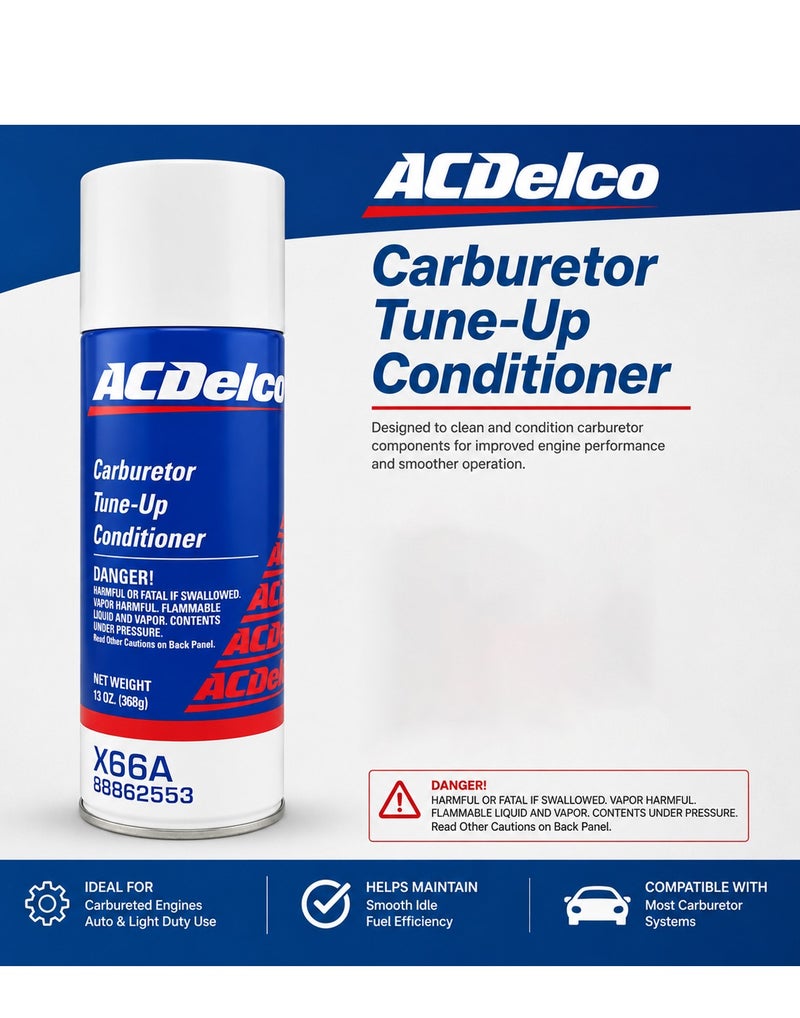 إيه سي ديلكو بخاخ ACDelco X66A لتنظيف وصيانة الكربراتير (368 جم) - منظف للسيارات، الدراجات النارية، المحركات الصغيرة، وصيانة نظام الوقود - يعزز استقرار وضع الخمول وأداء المحرك. - Image 2