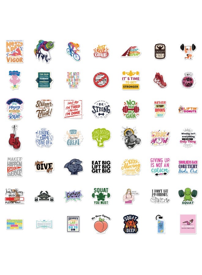 NIBEMINENT 50 Pcs Gym Culture Deco Kit Waterproof Stickers, High Definition Printing Bright Colors, Suitable for Laptop Skateboard Luggage Water Bottle Guitar DIY  - Image 2
