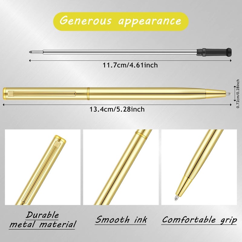 cheekyglo Gold Slim Ballpoint Pens Black Ink 1 mm Medium Point Metallic Retractable Pens Gold Metal Pen for Wedding Business Office Supplies Students Teachers Christmas Present (100 Pieces) 100 - Image 2