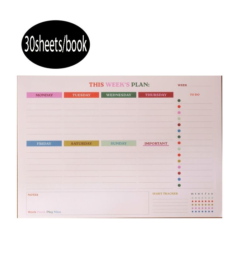 30 Sheets A4 Weekly Planner With Habit Tracker Office Desktop Daily Schedule To Do List Desk Mat