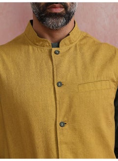 trueBrowns Men's Mustard Cotton Reversible Nehru Jacket  - Image 5