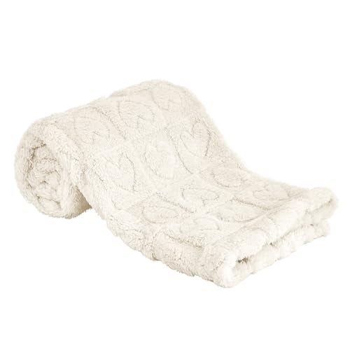 Yurhap Fleece Baby Blanket Heart Checkered Blanket, Ultra Soft Cozy Baby Blankets for Boys Girls, Fluffy Infant Toddler Newborn Receiving Blankets for Crib Stroller 30”×40” (Cream) - Image 1