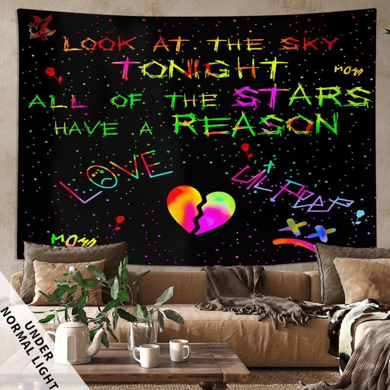 PSYHILAR Blacklight Lil Peep Tapestry, Black Light Posters for Bedroom, Star Shopping Rapper UV Flag (40 x 30 Inches) - Image 4