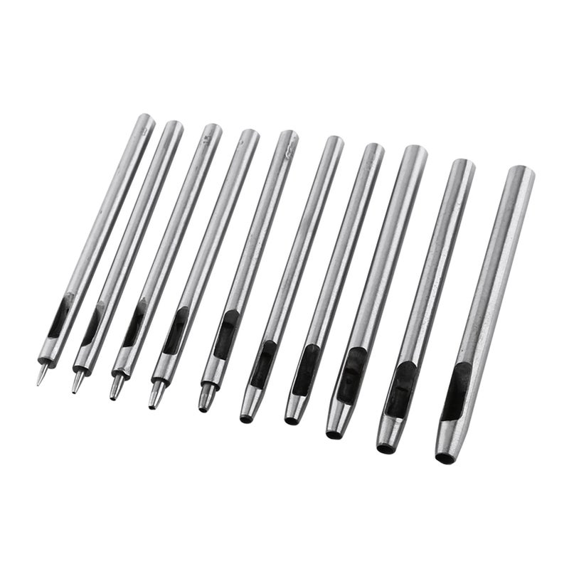 10pcs Metal Punch Leather Puncher Hole Kit Hollow Belt Craft Tool 0.5-5mm - Image 1