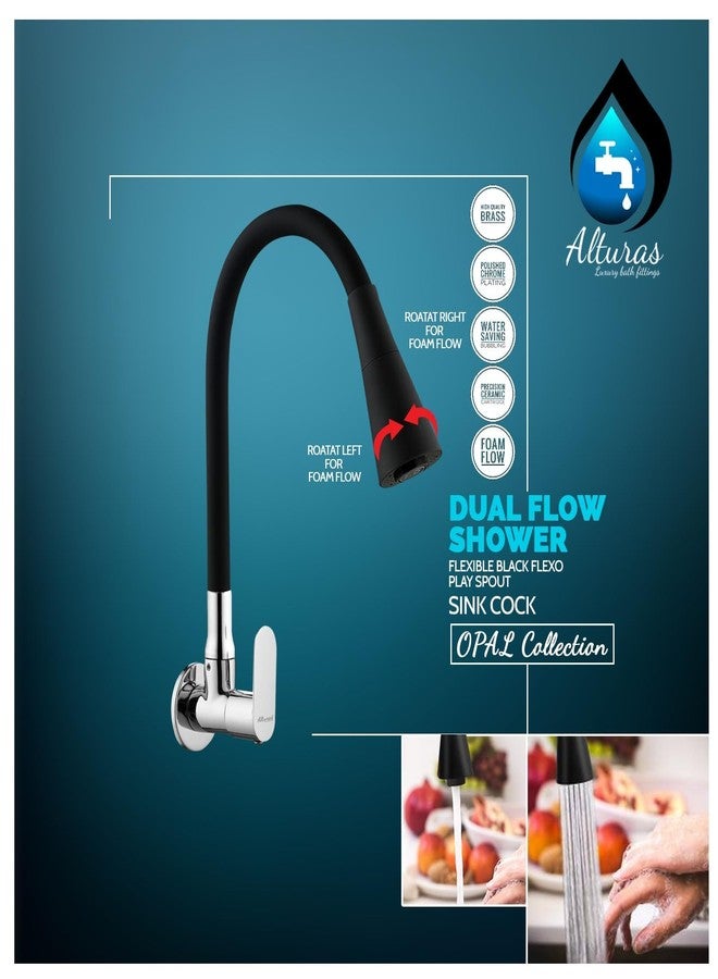 ALTURAS Dual Flow Black Kitchen Sink Cock with 360 Degree Swivel Spout | Kitchen Sink Tap | Kitchen Faucet | Tap for Kitchen (Opal) - Image 3