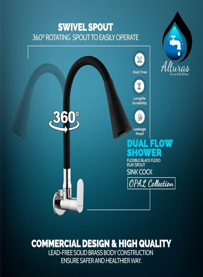 ALTURAS Dual Flow Black Kitchen Sink Cock with 360 Degree Swivel Spout | Kitchen Sink Tap | Kitchen Faucet | Tap for Kitchen (Opal) - Image 4