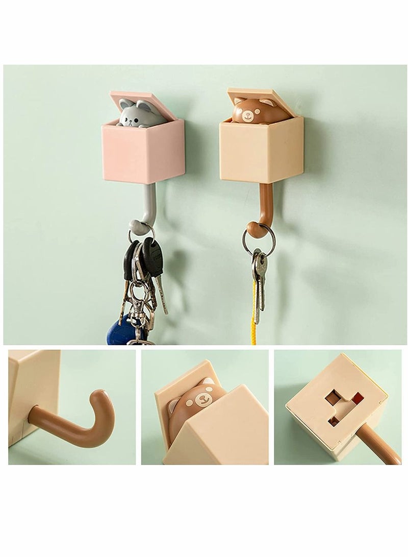 Wall Coat Hooks, Self Adhesive Animal Cute Decorative Stick On Lucky Bag Cat Heavy Duty Hooks for Children’s Room, Kitchen, Bedroom , Bathroom, Office - Image 3