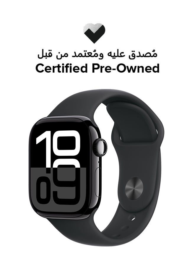 Apple Renewed - Watch Series 10 GPS + Cellular 42mm Jet Black Aluminium Case With Black Sport Band - Image 1