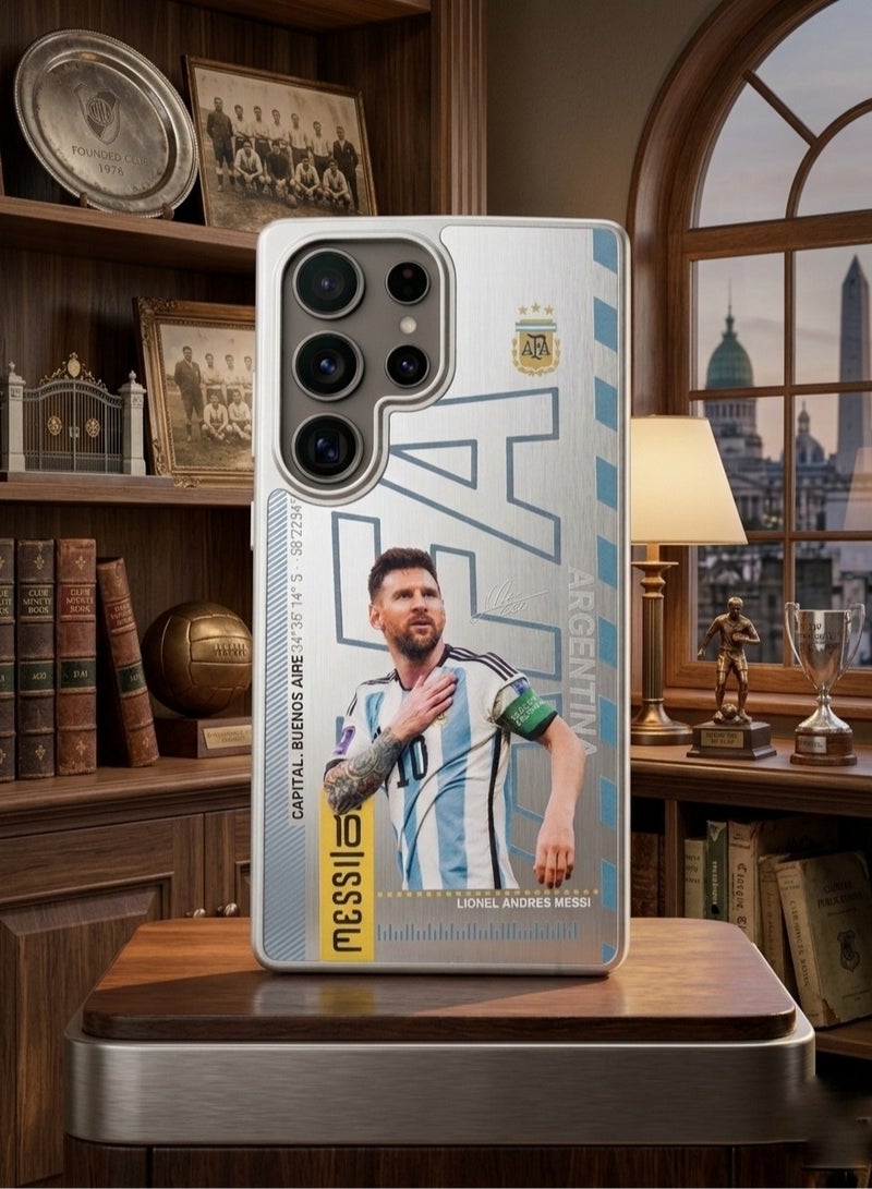 ميسي جراب سامسونج S26 ألترا بتصميم كرة القدم - إصدار ليونيل ميسي الأسطوري - غطاء واقٍ أنيق لعشاق كرة القدم - Image 1