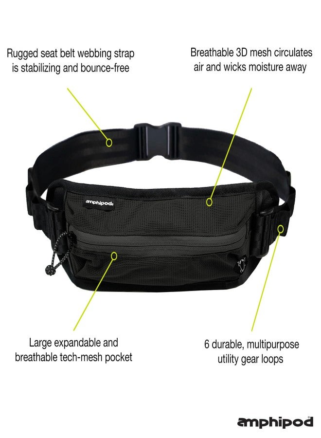 Amphipod FKT Minimalist Trail Belt, Lightweight, Breathable Trail & Road Running Waist Pack Storage Belt for Men & Women - Black/Onyx - Image 2
