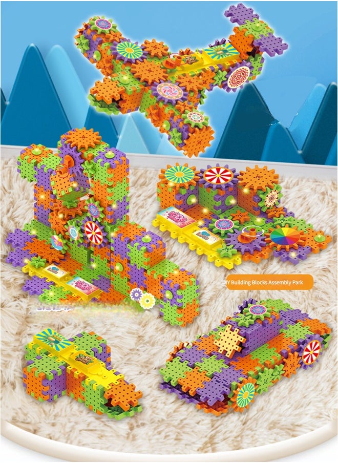 JoyousSto 130-Pieces Electric Building Blocks Gear Toys Educational Toddler Toy Kit Construction Toys，Electric Gears toys 130Pcs Deluxe Building Set Ages 3+ Preschool Building Sets, Gears Toys for Kids,Gifts for kids  - Image 2