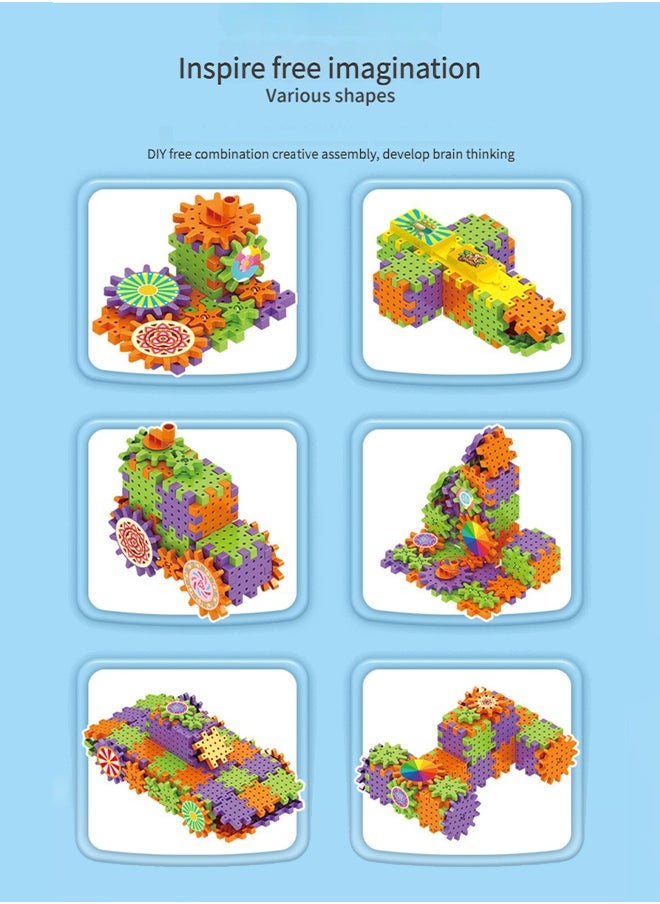 JoyousSto 130-Pieces Electric Building Blocks Gear Toys Educational Toddler Toy Kit Construction Toys，Electric Gears toys 130Pcs Deluxe Building Set Ages 3+ Preschool Building Sets, Gears Toys for Kids,Gifts for kids  - Image 3