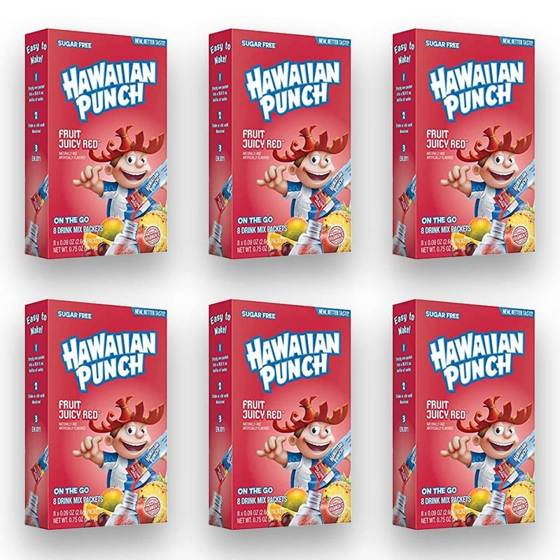 Hawaiian Punch Sugar-Free Juicy Red Powdered Drink Mix 6 Count of 8 packets each for Total 48 Sticks bundle packaged by D'Elite Box - Image 2