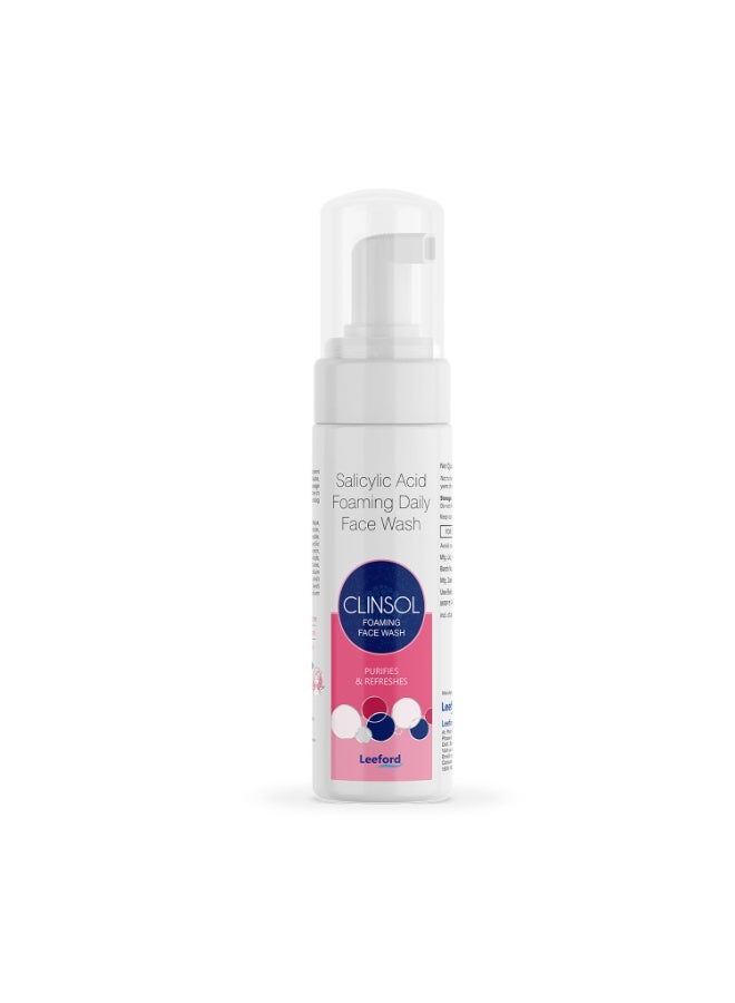 Leeford Clinsol Foaming Facewash - 60ml | Advanced Acne Fighting Formula | Helps to Prevent Acne & Pimples | For all Skin Types | Removes Excess oil & dirt | Paraben Free | Dermatologically Tested - Image 1