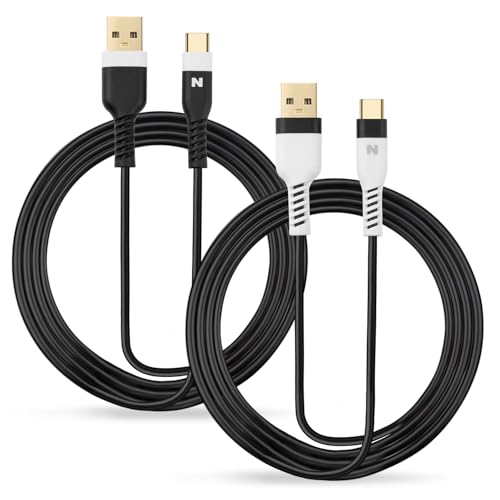 Nitho USB C Charging Cable [4 Meters, Pack of 2] Type C Charge and Play Cable for Playstation 5, Xbox Series X/S Controllers and Devices with Type C Interfaces, USB A to USB C Charging Cables - White - Image 1