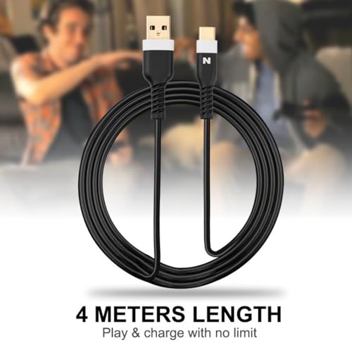 Nitho USB C Charging Cable [4 Meters, Pack of 2] Type C Charge and Play Cable for Playstation 5, Xbox Series X/S Controllers and Devices with Type C Interfaces, USB A to USB C Charging Cables - White - Image 4