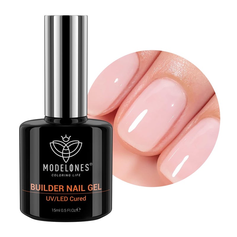 modelones Builder Nail Gel, 8-in-One Cover Nude Builder, LED Lamp Cured Thickening Apex Building Strengthener Extension Rubber Color Base Gel Polish Glue in a Bottle for Home DIY Salon Girls - Image 1