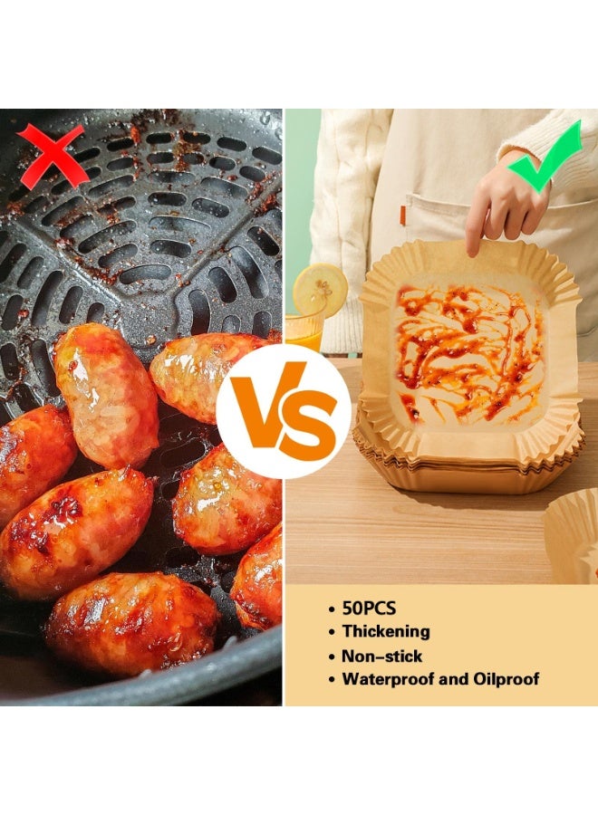 زيفانا 50 قطعة من ورق القلاية الهوائية بطانات ورق القلاية الهوائية بطانات القلاية الهوائية بطانات الخبز المربعة للقلاية الهوائية ورق زبدة مقاوم للماء للخبز في الميكروويف 6.3 بوصة/16 سم مربع - Image 3