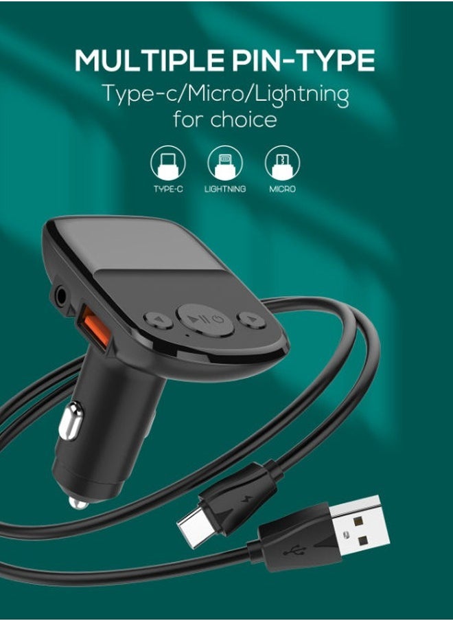 LDNIO - جهاز إرسال FM بتقنية البلوتوث 25 وات، شاحن USB مزدوج QC3.0 + PD، شاحن سيارة سريع ببروتوكول كامل - Image 1