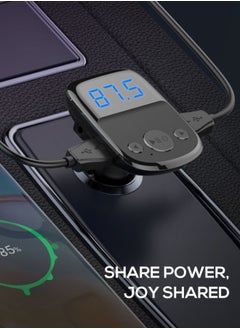 LDNIO جهاز إرسال FM بتقنية البلوتوث 25 وات، شاحن USB مزدوج QC3.0 + PD، شاحن سيارة سريع ببروتوكول كامل  - Image 5