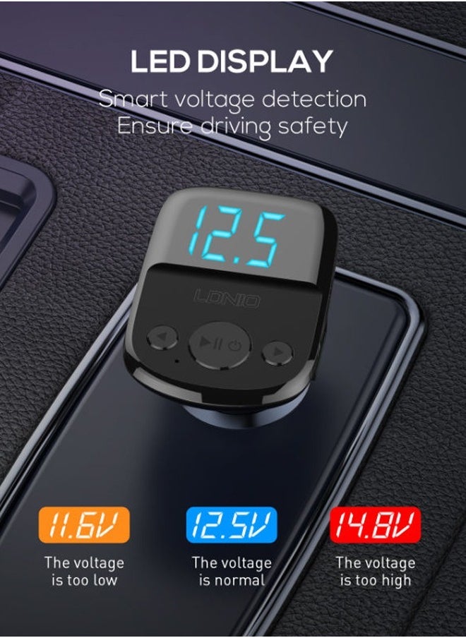 LDNIO - جهاز إرسال FM بتقنية البلوتوث 25 وات، شاحن USB مزدوج QC3.0 + PD، شاحن سيارة سريع ببروتوكول كامل - Image 1