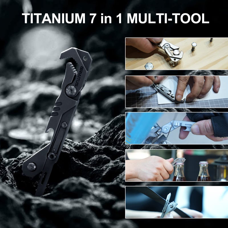 GIRIAITUS EDC Multitool 7 in 1 with knife, Wrench, Folding Knife, Screwdriver, Bottle Opene, Ruler, Urgent Car Window Breaker and Seatbelt Cutter, EDC Pocket Multi Tool for Gifts for Men (Bright silver)  - Image 5