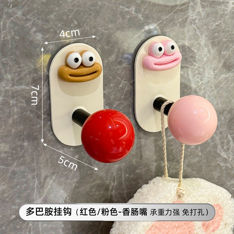 Bathroom Hook Punch-Free Strong Load-Bearing Adhesive Door Rear Seamless Clothes Hook Toilet Wall Towel Hook - Image 1