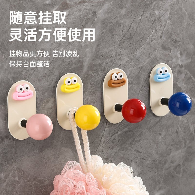Bathroom Hook Punch-Free Strong Load-Bearing Adhesive Door Rear Seamless Clothes Hook Toilet Wall Towel Hook - Image 4