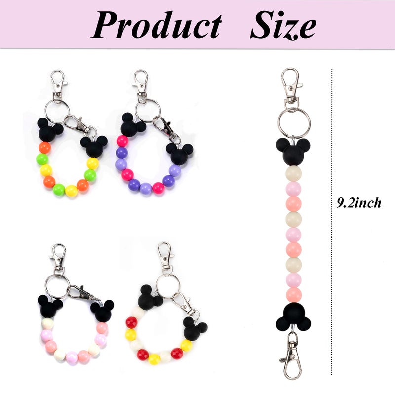 Eybila Mouse Ear Holder for Backpack Beaded Lanyard Keychain Park Trip Essentials Headband Display Decor Hanging Accessories Pink - Image 2