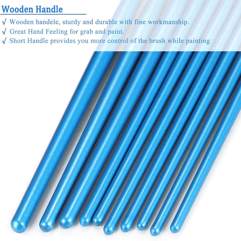 BOSOBO Paint Brushes Set, 2 Pack 20 Pcs Round-Pointed Tip Paintbrushes Nylon Hair Artist Acrylic Paint Brushes for Acrylic Oil Watercolor, Face Nail Art, Miniature Detailing & Rock Painting, Blue - Image 5