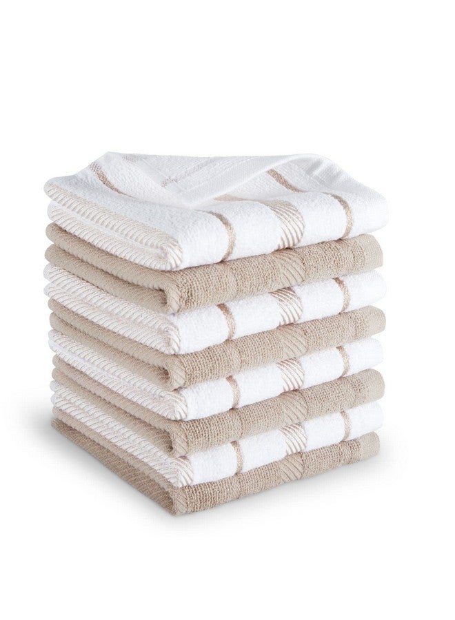 KitchenAid طقم من 8 قطع من قماش المطبخ كيتشن إيد ألباني، مزيج قطن، ميلك شيك/أبيض، 12"x12" - Image 1