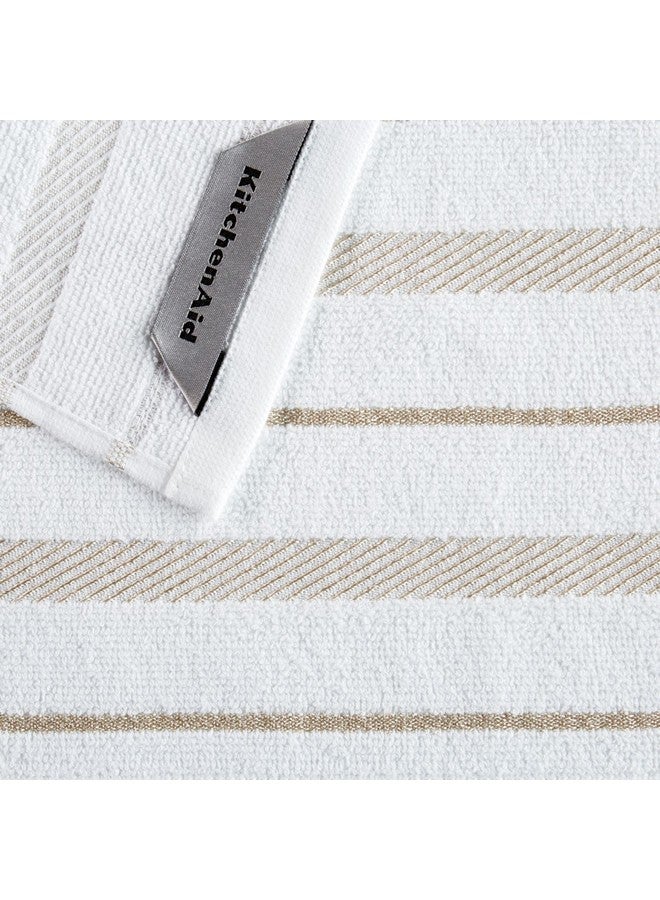 KitchenAid طقم من 8 قطع من قماش المطبخ كيتشن إيد ألباني، مزيج قطن، ميلك شيك/أبيض، 12"x12" - Image 4