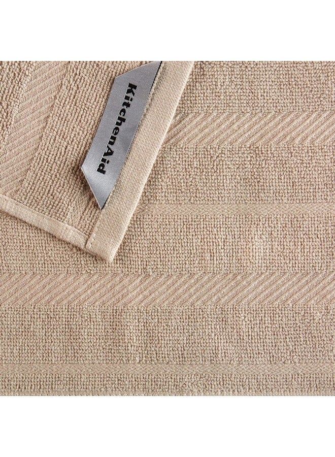 KitchenAid طقم من 8 قطع من قماش المطبخ كيتشن إيد ألباني، مزيج قطن، ميلك شيك/أبيض، 12"x12" - Image 3