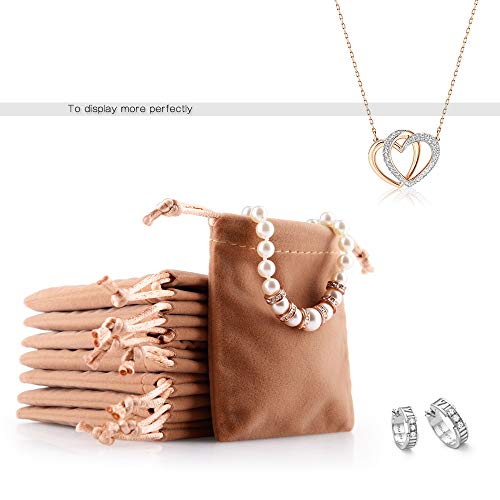 Oirlv 50PCS Velvet Jewelry Storage Bags Small Accessories Collected Drawstring Pouches display and gifts For Weeding Party(Coffee) - Image 3