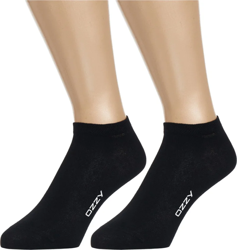 اوزي سوكس 5 Pairs Seamless Cotton Black Unisex Booties Socks Summer Durable Heel and Toe