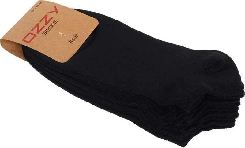 اوزي سوكس 5 Pairs Seamless Cotton Black Unisex Booties Socks Summer Durable Heel and Toe
