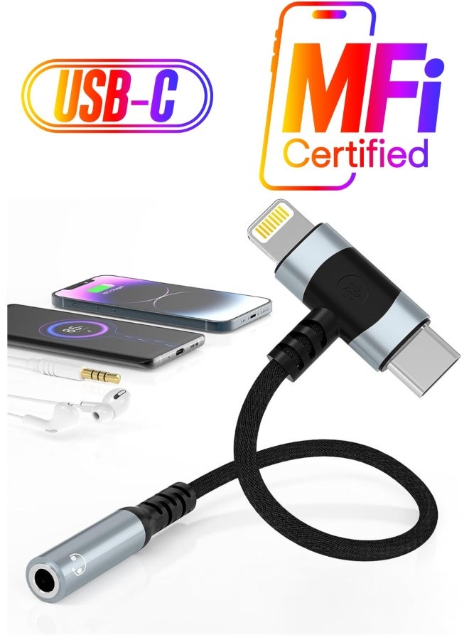 Lightning to 3.5 mm Headphone Jack Adapter 2-IN-1 Headphone Adapter for iPhone Type C to 3.5mm Female Headphone Jack Adapter Compatible with Samsung Galaxy - Image 1