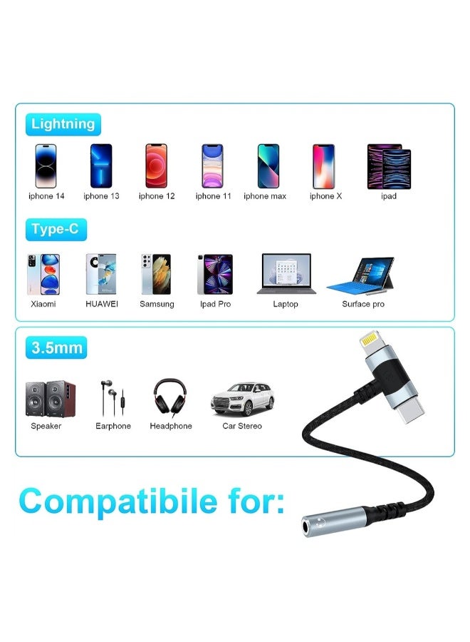 Lightning to 3.5 mm Headphone Jack Adapter 2-IN-1 Headphone Adapter for iPhone Type C to 3.5mm Female Headphone Jack Adapter Compatible with Samsung Galaxy - Image 5