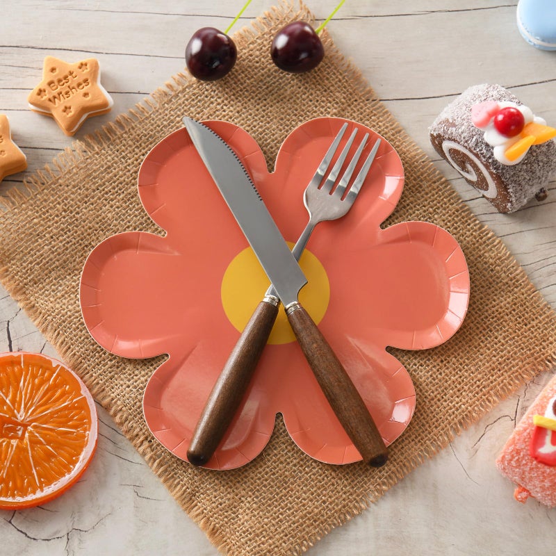 GGBOY 40PCS Daisy Plates Flower Paper Plates  8"" Orange Daisy Paper Plates Flower Plates Disposable  Groovy Plates Spring Daisy Party Paper Plates Cute Flower Shaped Paper Plates Daisy Party Supplies - Image 3