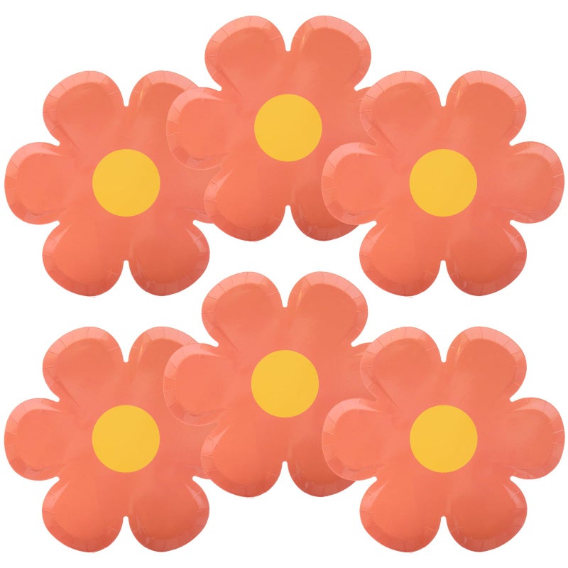 GGBOY 40PCS Daisy Plates Flower Paper Plates  8"" Orange Daisy Paper Plates Flower Plates Disposable  Groovy Plates Spring Daisy Party Paper Plates Cute Flower Shaped Paper Plates Daisy Party Supplies - Image 1