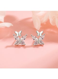 Mini Sparkle Butterfly Earrings for Women Flash Diamond Double Butterfly stud earrings