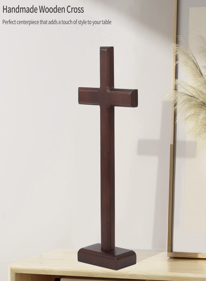 ARCHOBAN 12.8" Wooden Cross – Standing or Hanging Christian Cross, Solid Wood Wall Cross for Home or Prayer Room - Image 3