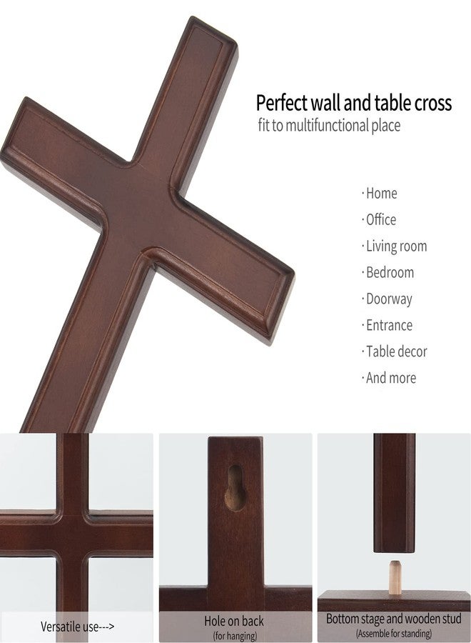 ARCHOBAN 12.8" Wooden Cross – Standing or Hanging Christian Cross, Solid Wood Wall Cross for Home or Prayer Room - Image 4
