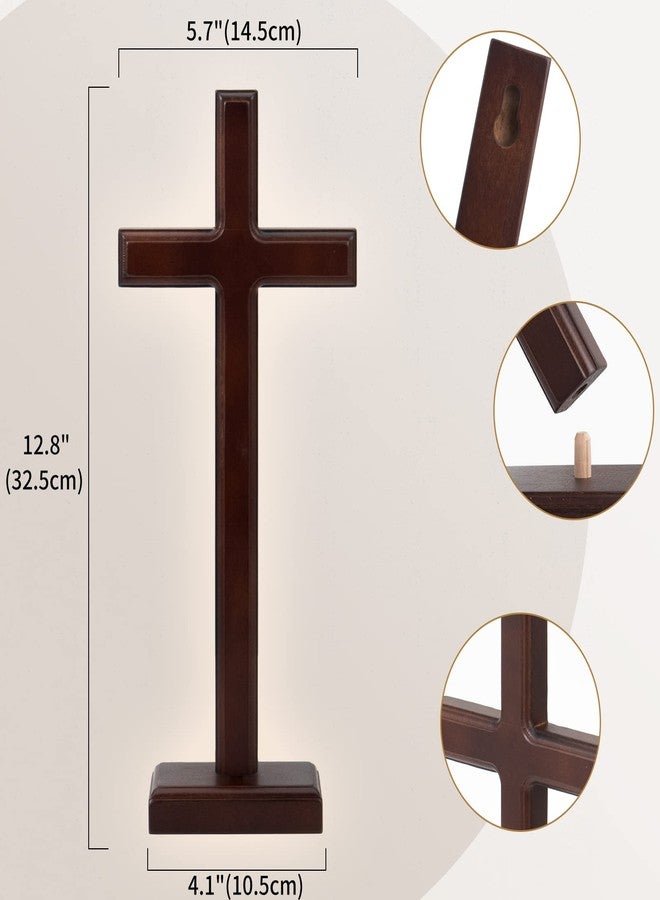 ARCHOBAN 12.8" Wooden Cross – Standing or Hanging Christian Cross, Solid Wood Wall Cross for Home or Prayer Room - Image 2