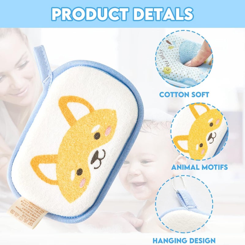 Hokoad Baby Bath Sponge 2 Pack Cartoon Animal Style Baby Sponge for Bathing Infants Bath Sponge Ultra Soft  Absorbent Natural and Safe Great for Sensitive Skin for Boys  Girls Elephant - Image 2