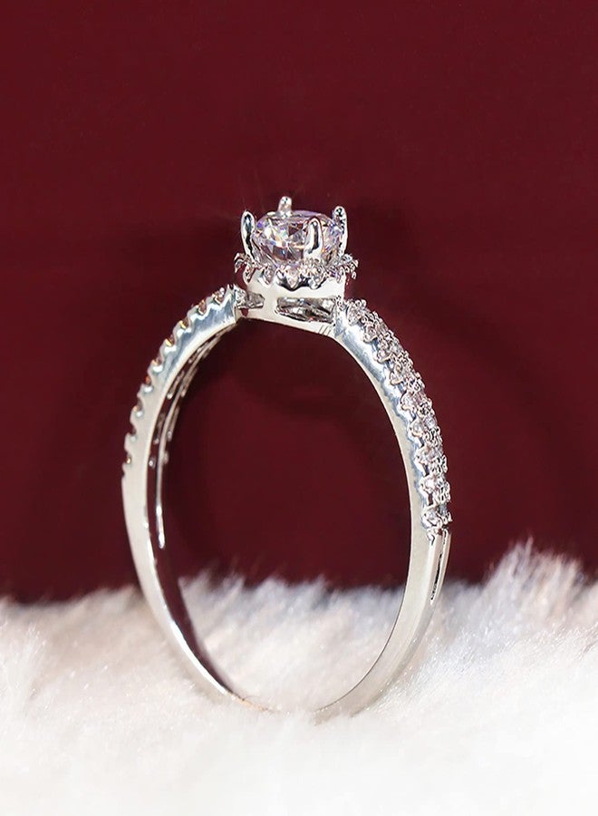 Peora American Diamond Studded White Plated Finger Ring Fashion Wear Stylish Jewellery Gift for Girls & Women (PX8R73-7) - Image 2