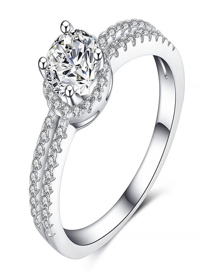 Peora American Diamond Studded White Plated Finger Ring Fashion Wear Stylish Jewellery Gift for Girls & Women (PX8R73-7) - Image 1