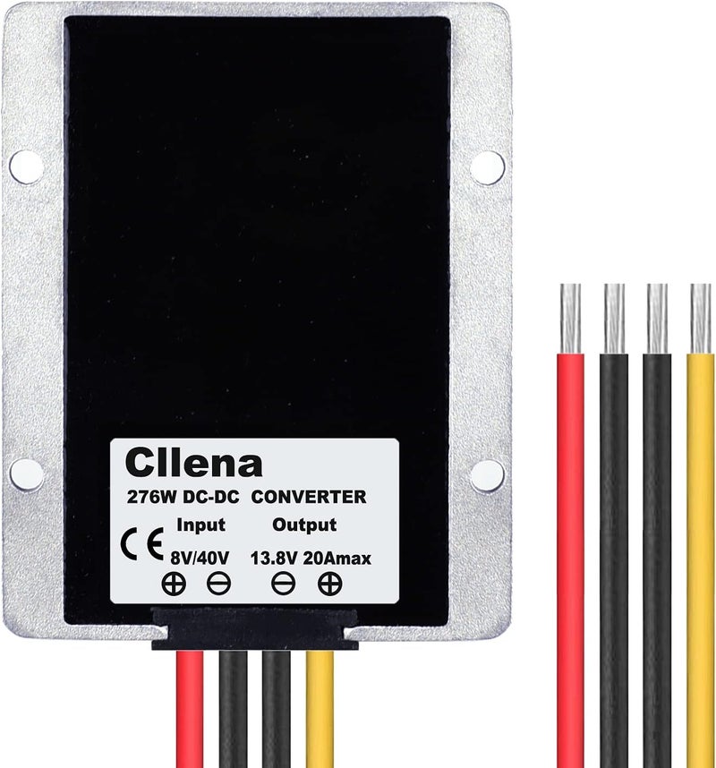 Cllena DC 8V-40V to 13.8V 20A Automatic Buck Boost Converter Step Down/Up Regulator Voltage Reducer Converter Waterproof Regulated DC Power Supply for Golf Cart Club Car LED Light - Image 4