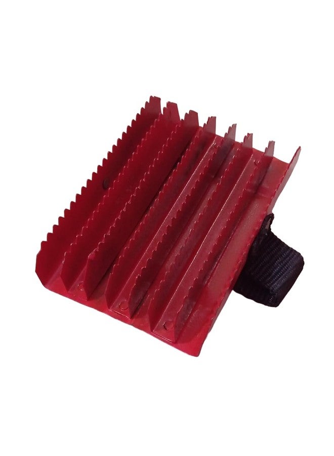 Metal Grooming Brush for Horses and Buffaloes (Red, Pack of 1) - Image 3